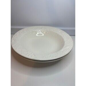 2 Mikasa English Countryside White 10 1/2" Rimmed Serving Bowls DP900 vintage